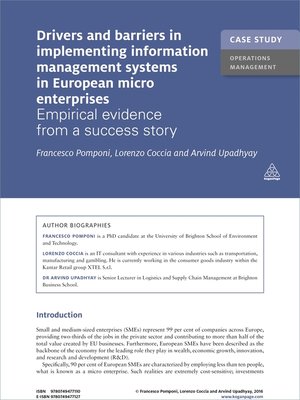 cover image of Drivers and Barriers in Implementing Information Management Systems in European Micro Enterprises